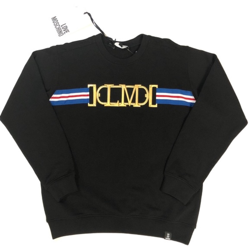 Love Moschino Mens Plaque Crewneck Sweatshirt